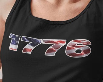 1776 Flag Tank Top | Vintage American Patriotic Graphic Shirt