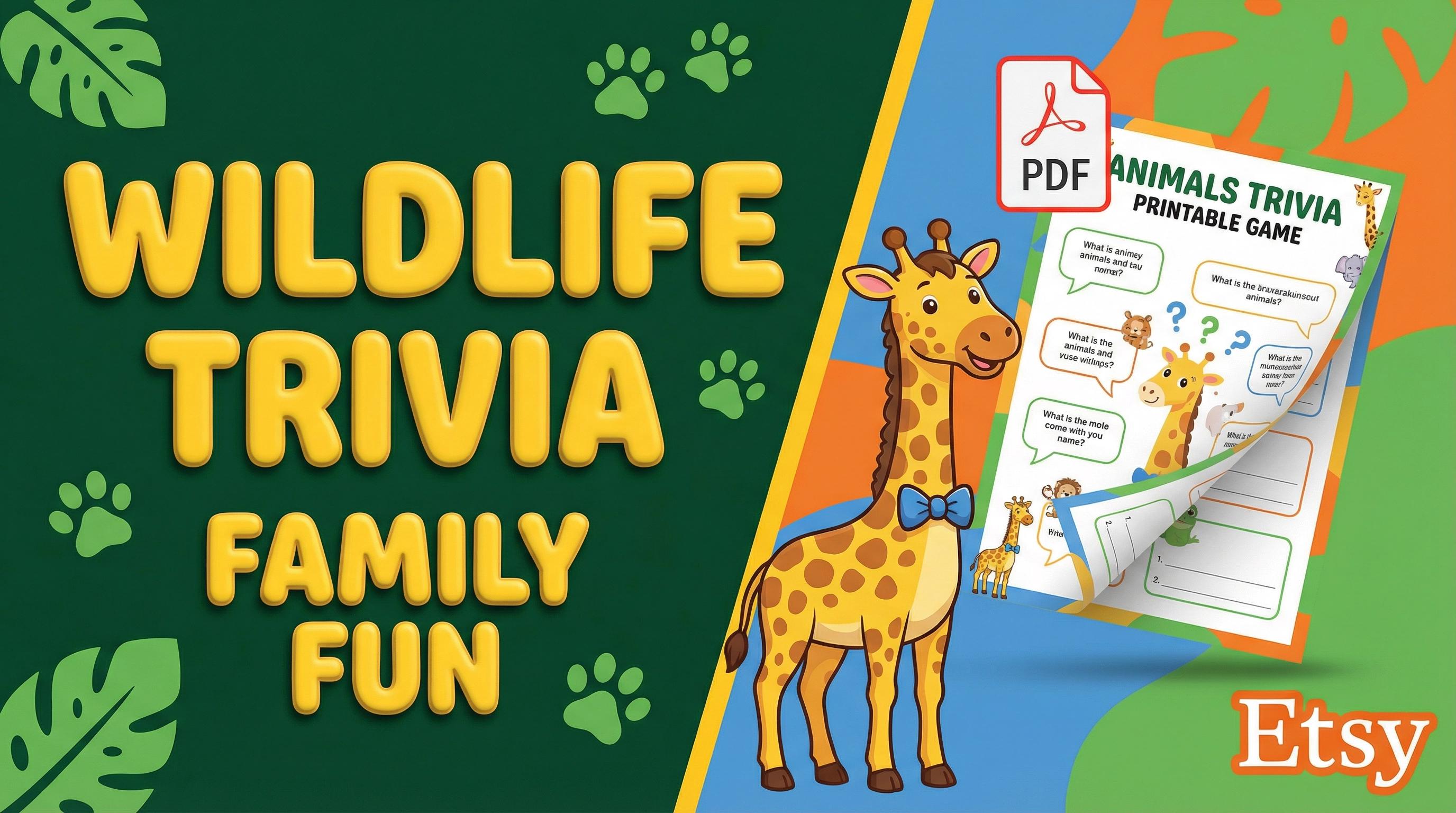 Animal Trivia Game Printable | Kids & Family Game Night Activity ...