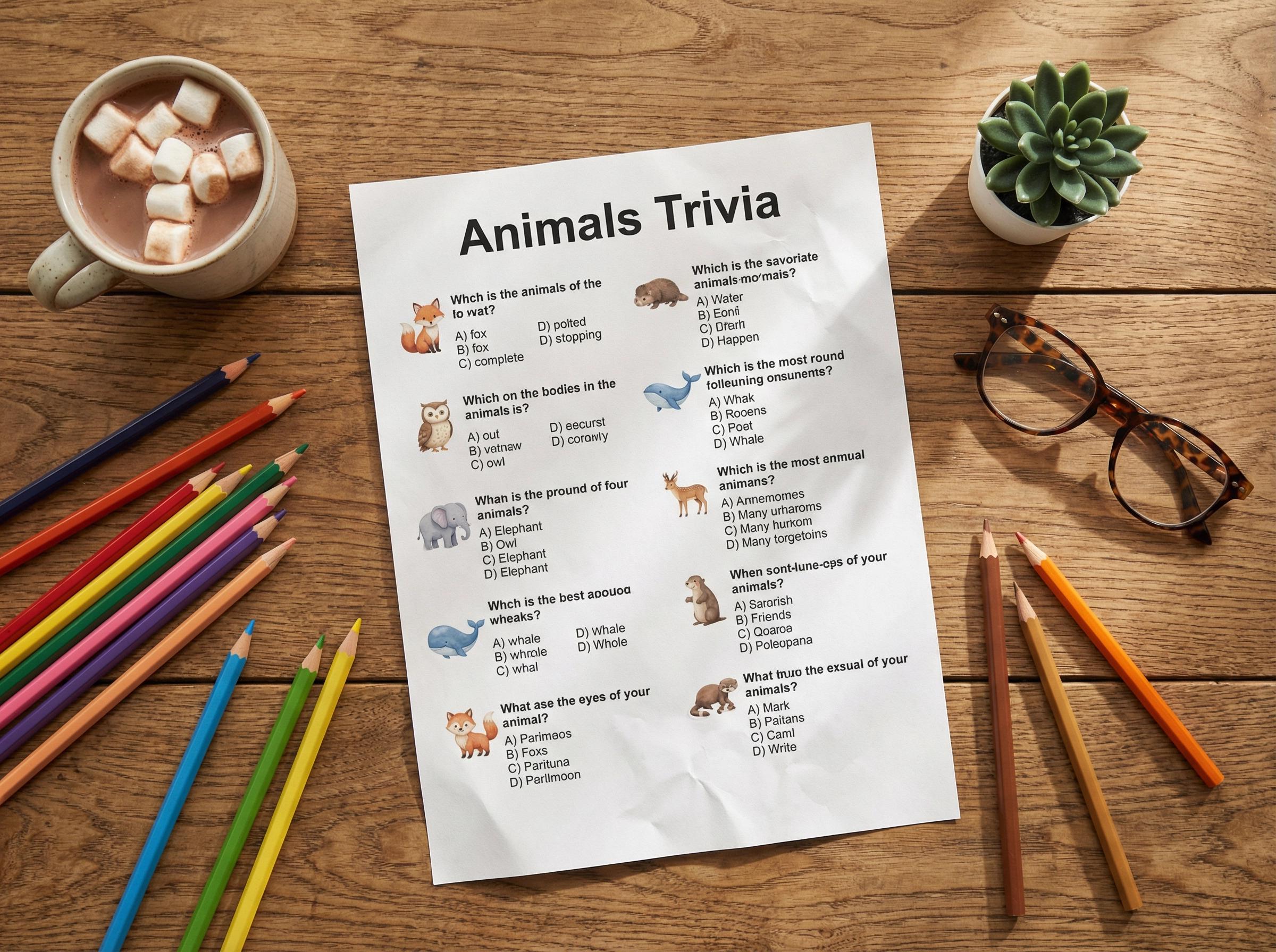 Animal Trivia Game Printable | Kids & Family Game Night Activity ...