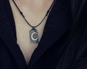 Mini Moon Necklace - Copper Smithed - Pagan Wiccan Symbolic Jewelry - Feminine Power - Energy Magick - Witchy Goth Fairy - Crescent Glow