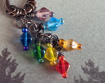 Rainbow Czech Glass Necklace: LGBTQIA+ Pride, Chakras, ASD, Neurodiversity - Color Spray - CloseOut