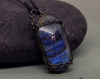Labradorite Chains Pendant: Blue Crystal Magick - Magician's Stone - Third Eye Chakra - Festival Boho - That Electric Feel