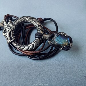 Ouroboros Labradorite Amulet Egyptian Serpent Deity Crystal Alchemical Sigil Norse Mythology Jörmungandr Devour the Magicks image 5