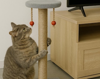 Modern Sisal Cat Scratching Post: Durable Cat Furniture with Velvet Base