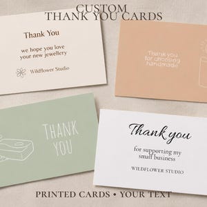 Custom Small Business Thank You Cards, Add Logo, Boutique Packaging Inserts