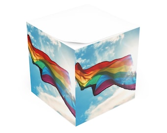 Pride Flag Note Cube, LGBTQIA+, Love is Love, Inspirational Desk Accessory, Colorful Sticky Notes, LGBTQ+ Affirmation Gift, Love