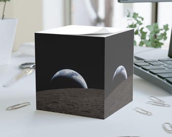 Artemis II Earthrise Note Cube | Moon Surface Sticky Notes, Space Stationery