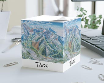 Taos Mountain Note Cube - Ski Resort Collection, Scenic Stationery, Office Decor, Nature-Inspired Gift, Ski Resort Essential