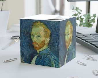 Van Gogh Note Cube - Famous Faces Collection, Desk Decor, Gifts for Artists, Office Decor, Art Lovers, Gifts for Teachers, Art