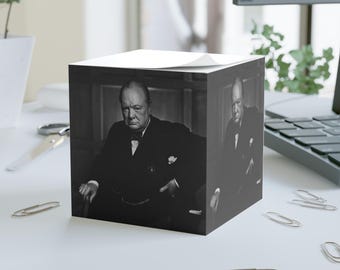 Winston Churchill Note Cube, Office Decor, Gift for Writers, Creative Notepad, Desk Accessories