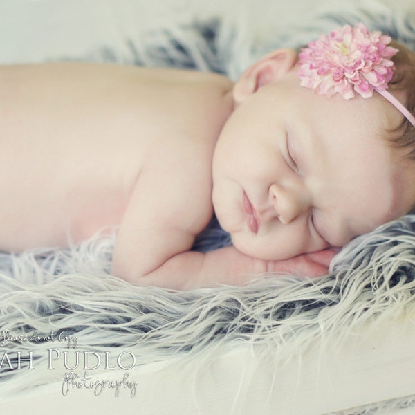 Newborn Headband..Baby Flower Headband..Pale Pink Flower Skinny Headband..Baby Girl Headband..Newborn/Baby/Toddler/Girl