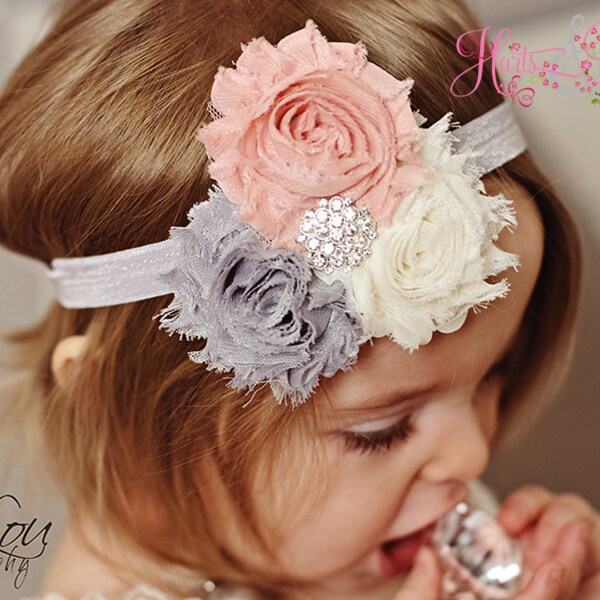 Baby Headband.Shabby Chic Baby Girl Headbands.Baby Headbands.Vintage Baby Headband.Newborn Headbands.Infant headband.Baby Bow.Flower.15% off