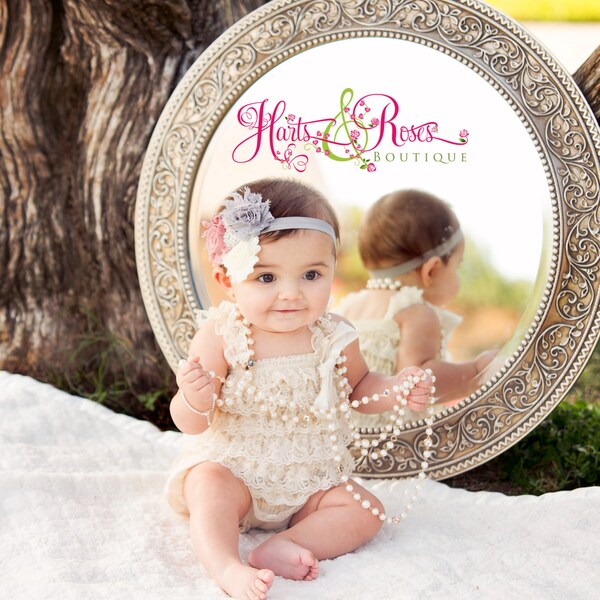 Baby girl outfit-2PC Vintage Ivory Lace Romper SET-Baby Girl .Lace Romper-Petti Romper-Baby Romper-Romper-Baby Girl Outfit