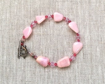 Pink Opal Bracelet with Sterling Lizard Clasp