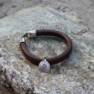 Leather Bracelet With Sterling Om Symbol Charm