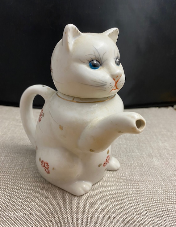 Vintage Cat Teapot Porcelain Kitty Etsy