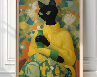 Black Cat Art Print (Digital Download) 10056
