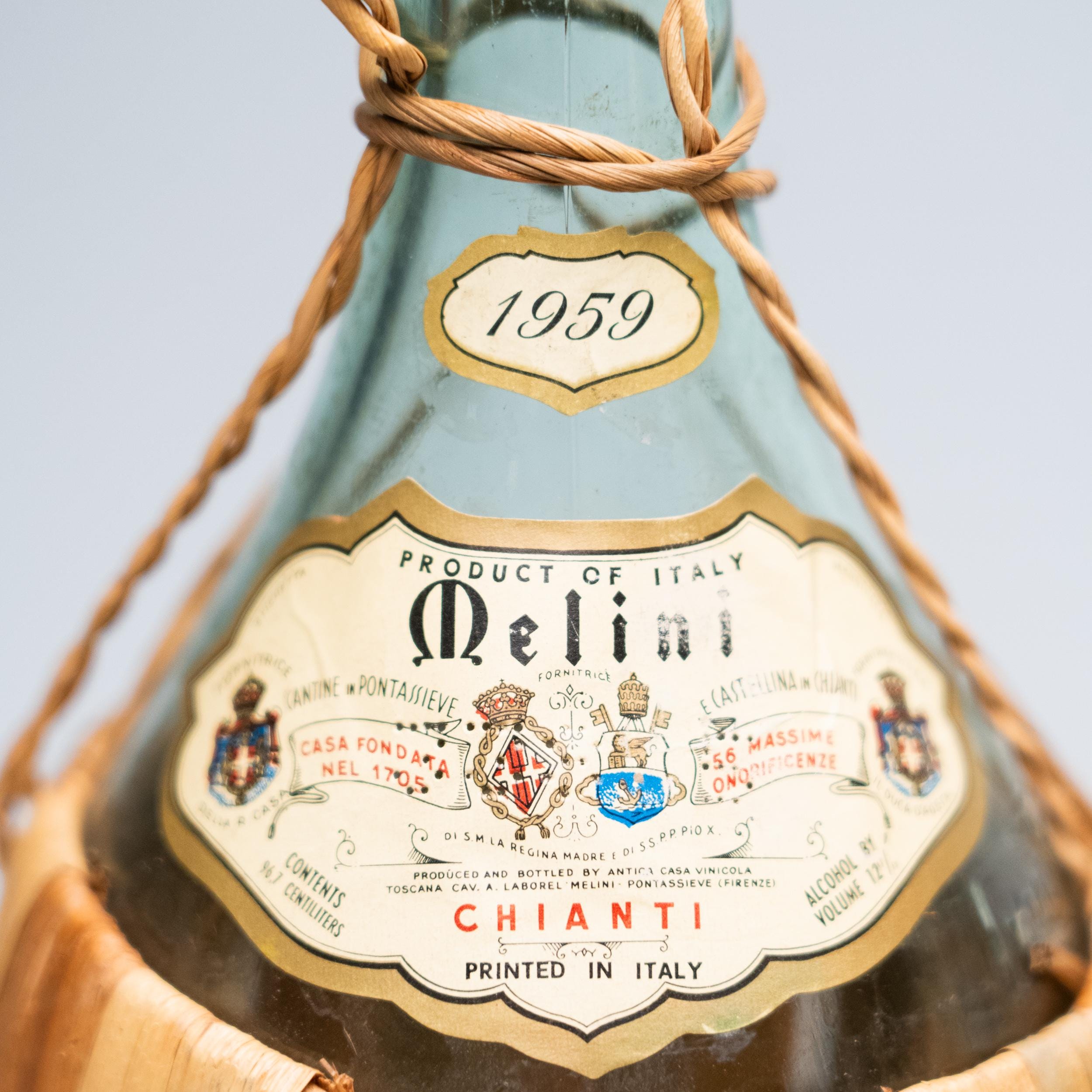 Vintage Ruffino Chianti Bottles | 1960s Italian Fiasco Wine