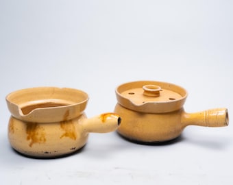 Vintage französische glasierte Steinguttöpfe - Keramikdampfer