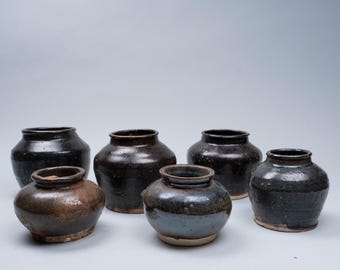 19th Century Chinese Earthenware Glazed Pots