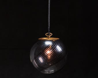 Murano Art Glass Swirl Globe Pendant Attributed to Lino Tagliapietra for La Murrina, Italy, 1970s