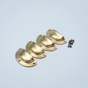 Corbin Solid Brass Cup Drawer Pull | NOS Vintage Cabinet Hardware 1940