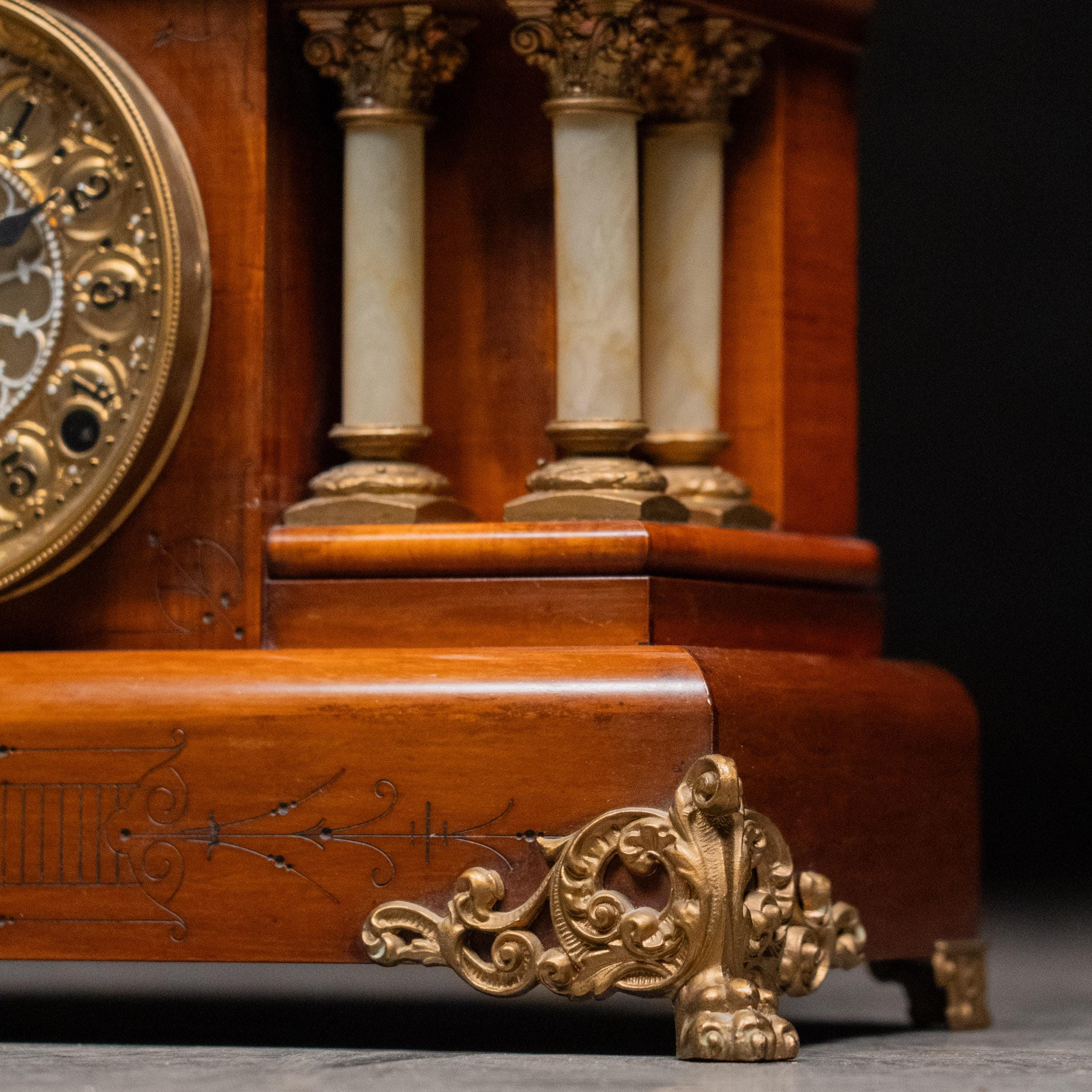Antique Seth Thomas Adamantine Mantel Clock With Faux Marble Columns C ...
