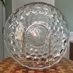 Fostoria American 12” Console Bowl: Lily Pond #251, Platter, Cubist Pattern, Art Deco
