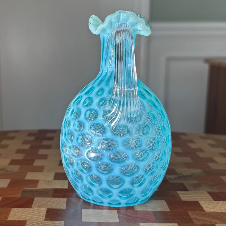 Vintage Fenton Blue Opalescent Coin Dot Pitcher Cruet 5 1/2” - Etsy