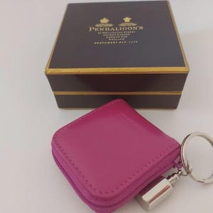 Penhaligon&#39;s of London: Leather Coin Purse and Key Ring - Beautiful Soft Magenta (Deep Pink) Leather - New & Unused