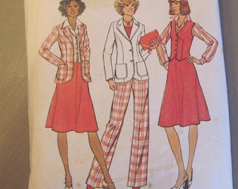 Vintage Simplicity Pattern - Unlined Jacket, Vest, Skirt, and Pants- Size Misses 14