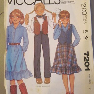 Vintage Sewing Pattern - Girl&#39;s Shirt, Skirt, Pants, & Vest - Girls Size 7