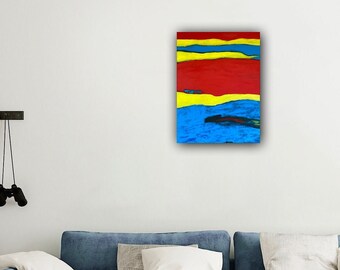 Wall Decor Canvas, Acrylic Abstract Painting, 18 x 24 inches - Artist with Autism