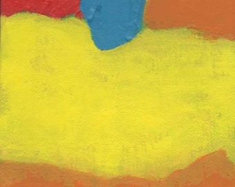 Small Original Painting, Red Yellow Blue, 5 x 7 Inches, Artist with Autism