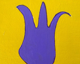 Purple Tulip Painting, Small Original Art, Artist with Autism