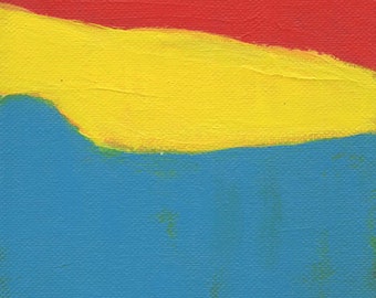 Abstract Painting, Red Yellow Blue, 5 x 7 Inches, Artist with Autism