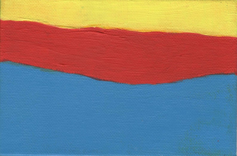 Abstract Art Painting, Artist with Autism, Red Yellow Blue, 6 x 4 Inches, Small Art, Gifts image 1