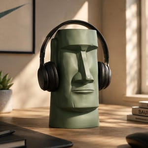 Moai Headphone Stand | Modern Desk Decor, 3D Print File (Digital Download)