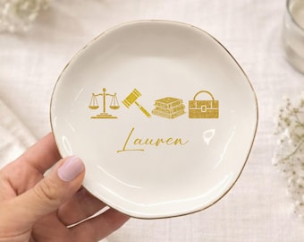 Personalized Lawyer Ring Dish, Law School Graduation Gift, Scales of Justice Jewelry Tray for Law Students & Attorneys, Law Student Gift