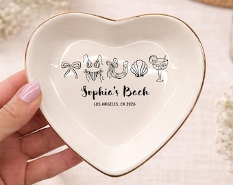 Bachelorette Ring Dish, Custom Bridal Shower Gifts, Bridesmaid Jewelry Tray, Gift for Bridesmaids, Bridal Party Favors, Beach Bach Party