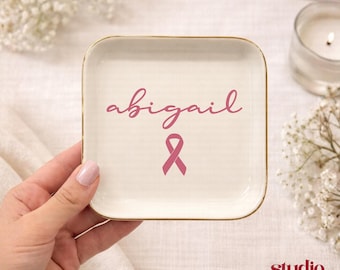 Breast Cancer Survivor Gifts, Pink Ribbon Ring Dish, October Awareness Month, Cancer Survivor Ring Dish