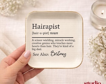 Personalized Hair Stylist Definition Ring Dish, Custom Hairdresser Jewelry Tray, Birthday Gift for Beauty Salon Owner, Gift for Hairapist