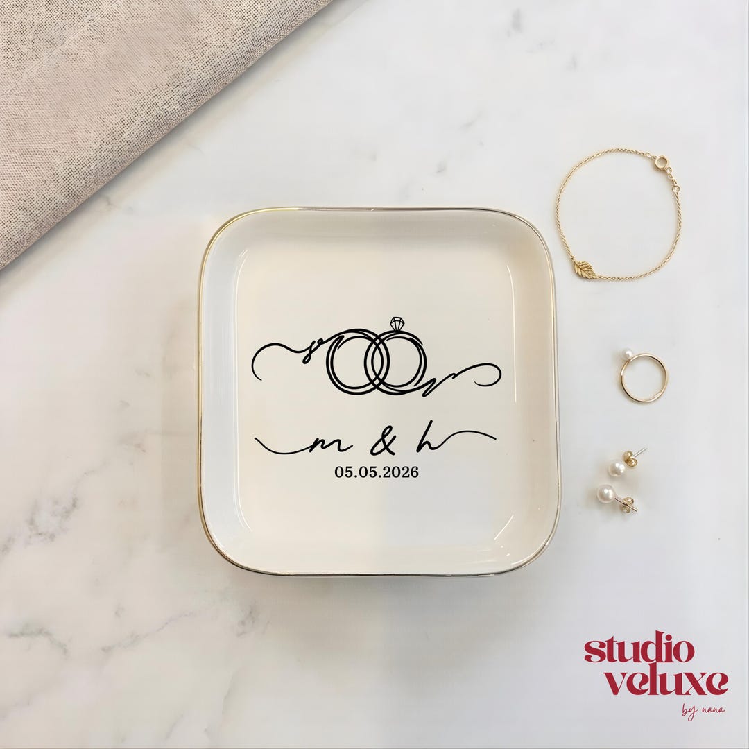 Personalized Wedding Ring Dish, Custom Initials Jewelry Tray, Gift for ...