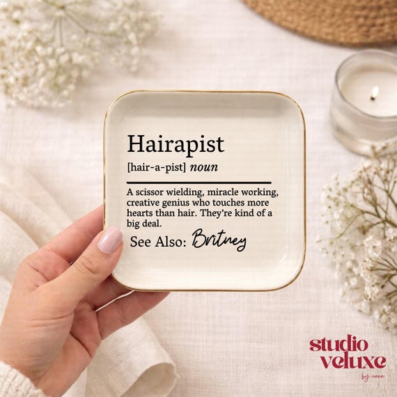 Personalized Hair Stylist Definition Ring Dish, Custom Hairdresser Jewelry Tray, Birthday Gift for Beauty Salon Owner, Gift for Hairapist