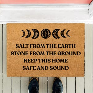 Salt from the Earth Doormat – Keep This Home Safe and Sound Rug | Witchy Front Door Mat, Pagan Home Blessing, Protection Spell Decor