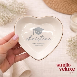 Porte-objets personnalisé pour l'obtention du diplôme, porte-anneaux pour finissants seniors personnalisé, cadeaux promotion 2026, cadeau de remise des diplômes universitaires, porte-bijoux universitaire