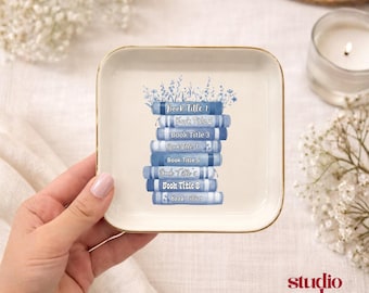 Custom Book Titles Trinket Dish, Personalized Book Lover Ring Dish, Gift for Booktrovert, Book Worm Birthday Gift, Bookish Jewelry Dish