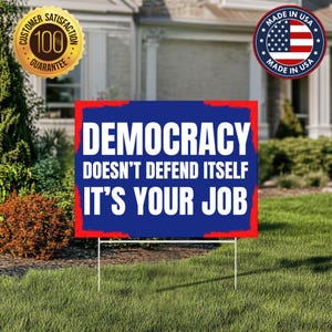 Defend Democracy Yard Sign, Politisches Rasenschild Metallpfahl, Aktivistenprotest im Außenschild, Kampf für Gerechtigkeit Yard Sign, Amerikanische Werte