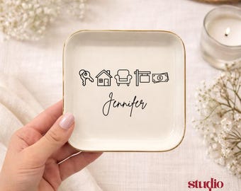 Personalized Realtor Jewelry Dish, Custom Real Estate Trinket Dish, Closing Gift for Seller, Real Estate Agent Appreciation Gift