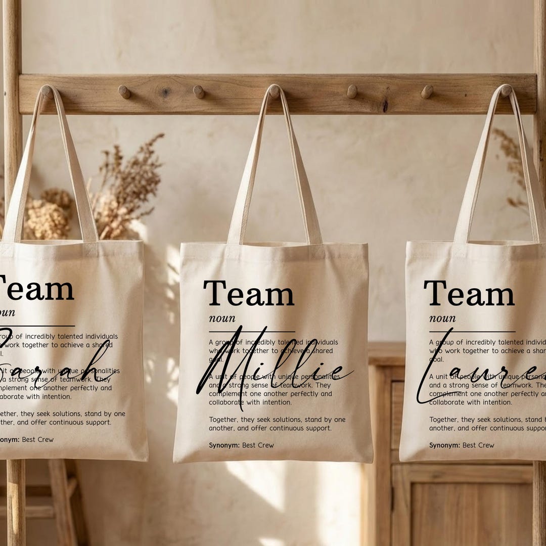 Collaboration Gift Team Tote Bag With Personalized Name, Work Friend Colleague Gift ...